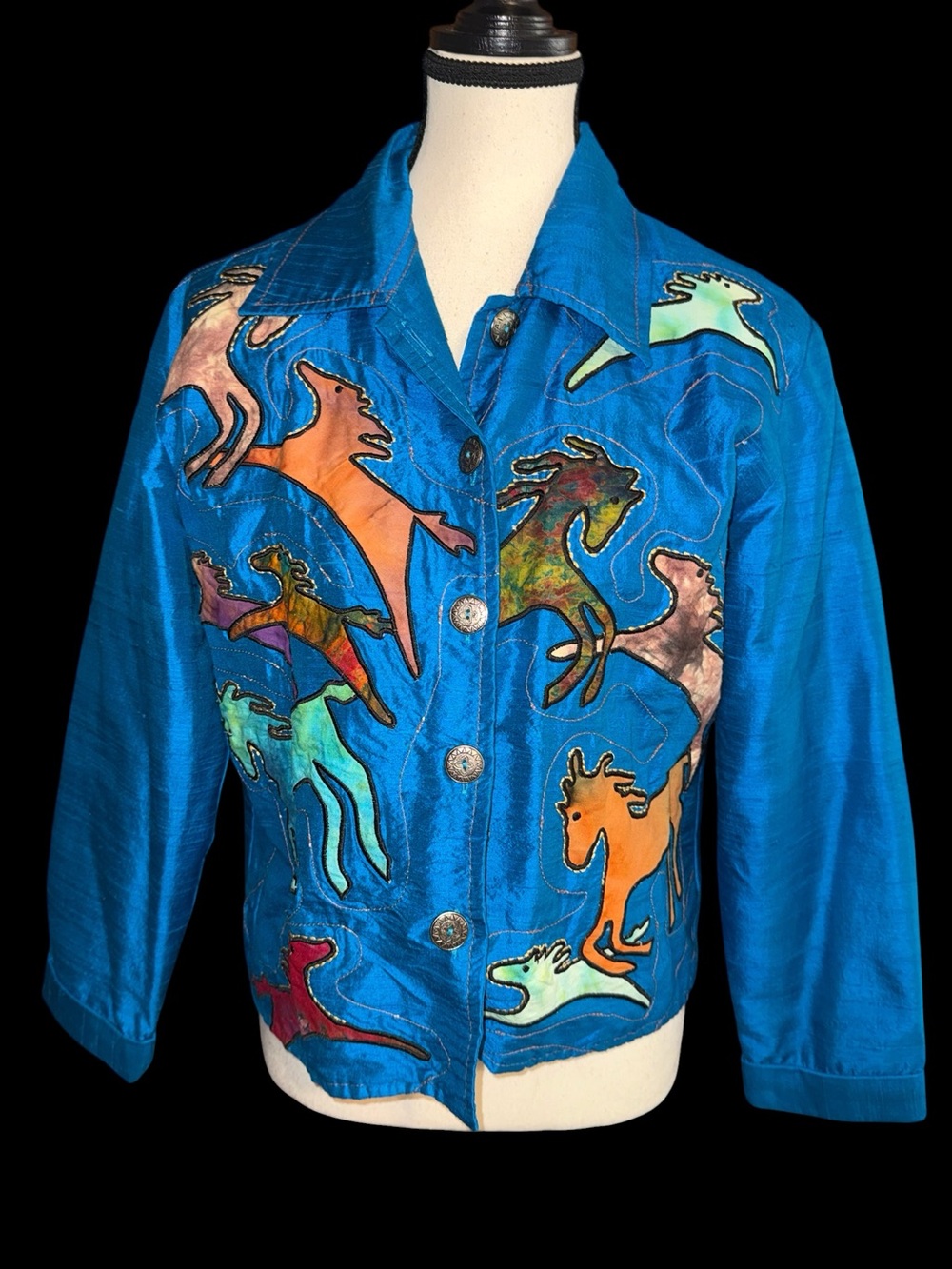 1980’s 1990’s Yak Magik 100% raw silk bohemian, equestrian, and western themes